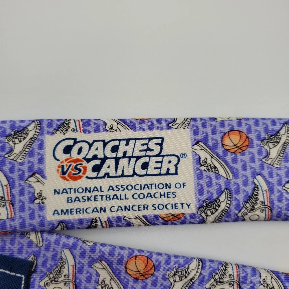Vineyard Vines Coaches vs Cancer Basketball Sneaker Silk Tie Purple Made in USA